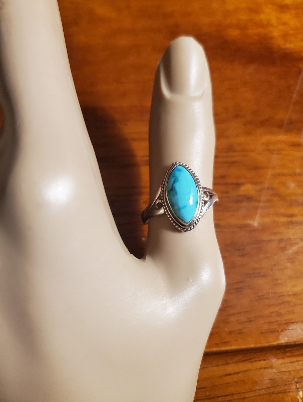 Turquoise Sterling Silver Ring Vintage Size 9